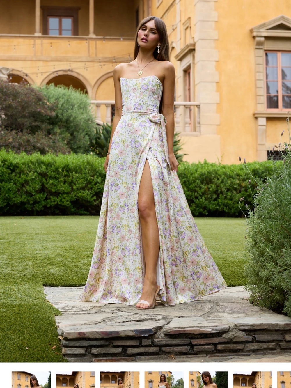 V. Chapman Strapless Floral Maxi Dress in Cream (Cordoba Print)